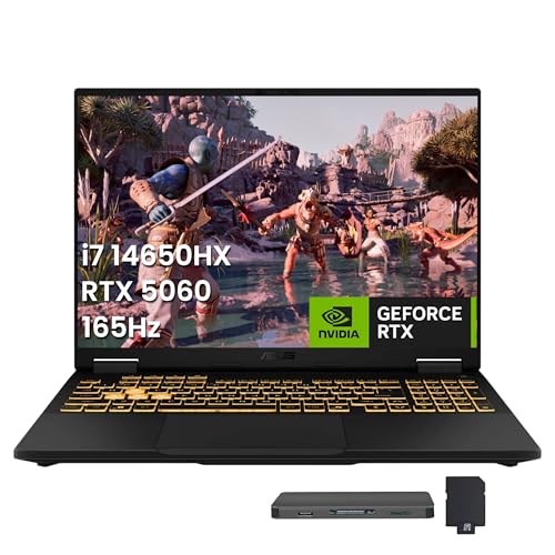 Image of ASUS TUF F16 16 inch FHD+ 165Hz Gaming Laptop, Intel Core i7-14650HX, GeForce RTX 5060 8GB GDDR7, 64GB DDR5, 5TB Storage(4TB SSD+1TB Docking Station Set), RGB Backlit Keyboard, Webcam, Win 11, Gray