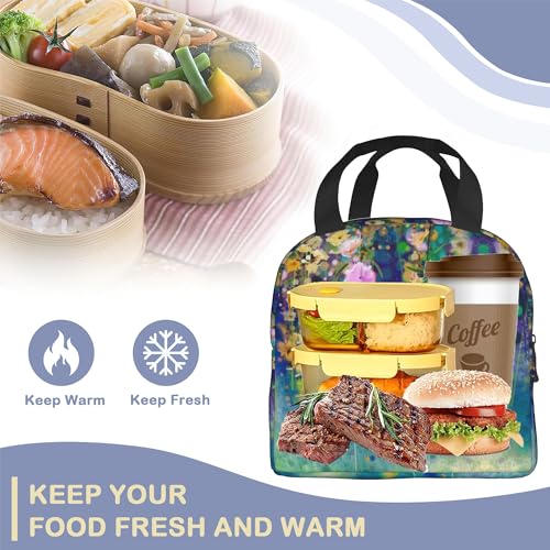Losthll LTL-1 Abstract Flowers Watercolor Painting Insulated Lunch Bag Reusable Lunch Box Women Men,Cooler Thermal Meal Tote thumb #4