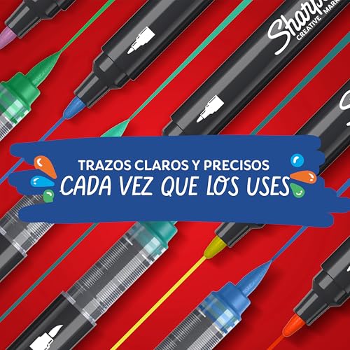 Miniatura 5 de Sharpie Marcadores Rotuladores acrílicos creativos de con punta redonda base agua | Escribe en la mayoría de superficies | Materiales de arte y manualidades | Azul | 6 Piezas