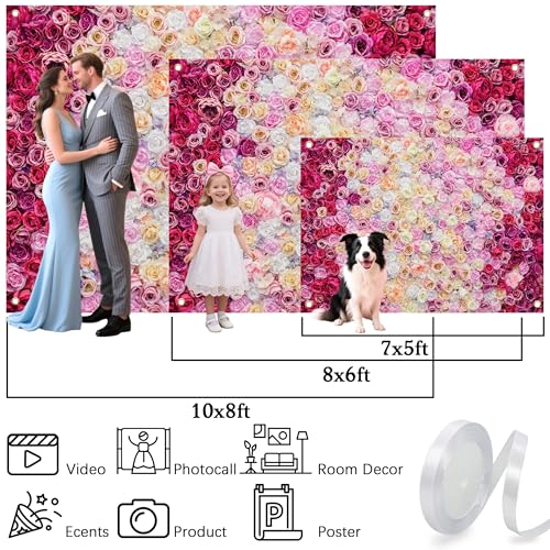 Fondo Fotográfico Floral Rosa 8X6 ft para Eventos miniatura 6