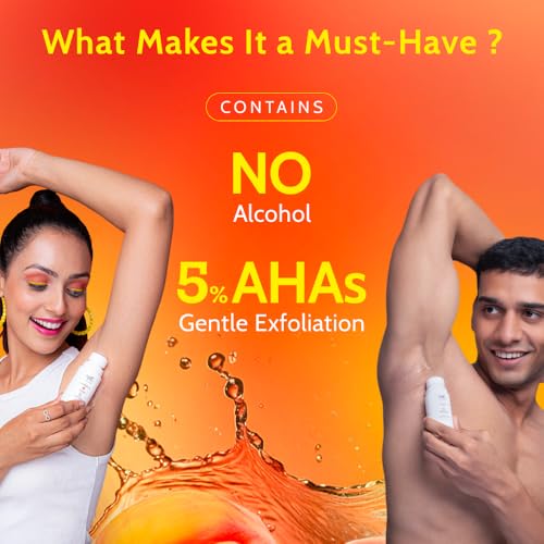 Image of Chemist At Play Neck, Knee & Elbow Brightening Roll On 6% Vitamin C+ Hyaluronic Acid + AHA + Niacinamide + Ceramides | Under-Arm Roll-On, 5% Lactic Acid & 1% Mandelic Acid, Peach Fragrance | 40 + 40ml