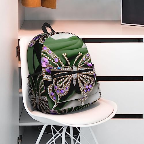 Sac à dos avec poches papillons en strass noir taille unique - 7