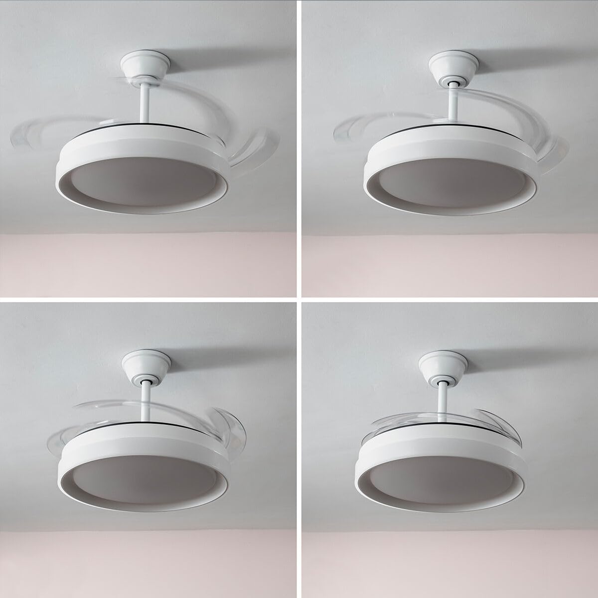 InnovaGoods Ventilatore da Soffitto con Luce LED e 4 Pale Retrattili Keteez Bianco 72 W Ø49-104 cm