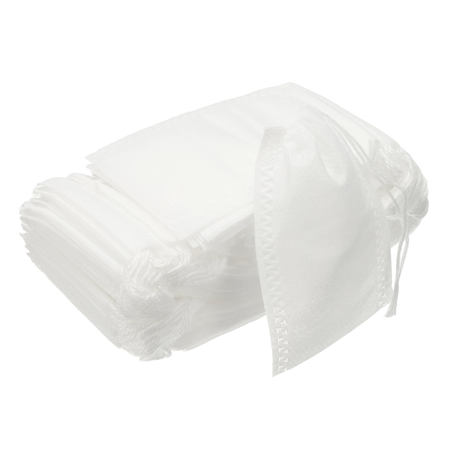 sourcing map 100 Pcs Spice Bags for Cooking, 5 x 7cm Disposable Empty Tea Bags Muslin Non-Woven for Loose Leaf Tea Sachet Straining Soups Herbs, White — image 1