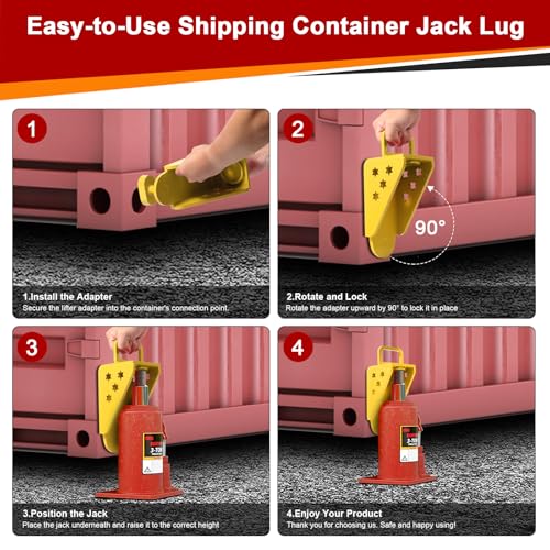 Image of 2025 New Upgraded Shipping Container Jack Lug - Heavy-Duty Storage Container Leveler Booster with Portable U-Handle and Limiter, Suitable for Container Houses and Shipping Containers, Yellow
