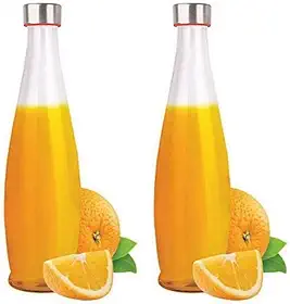 Garrafa De Vidro Redonda Transparente Reutilizáveis Com Tampa Hermética De Aço Inoxidável Para Geladeira 100% À Prova De Vazamentos Sem BPA De Água Sucos Detox Conjunto de 2 Garrafas