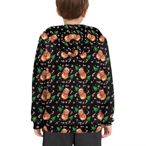 Pinupub Unisex-Child Black Christmas Hoodies Classic Xmas Graphic Long Sleeve Casual Pullover Hoodie3