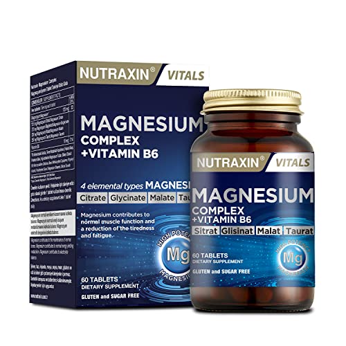 Nutraxin Magnesium Complex Citrate Glycinate Malate Taurate Supports Muscle Function Nerve Health Energy Production & Bone Strength 60 Tablets