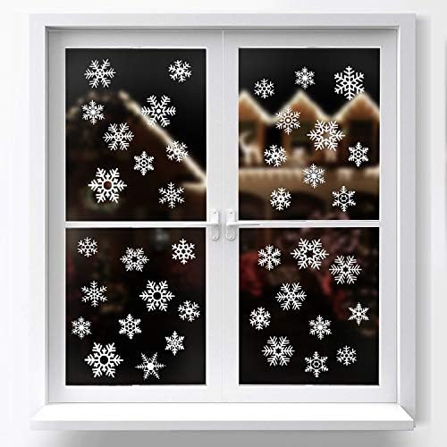 DERAYEE 48 pieces Window Sticker Static Snowflakes Stickers Clings For Christmas Window Decoration