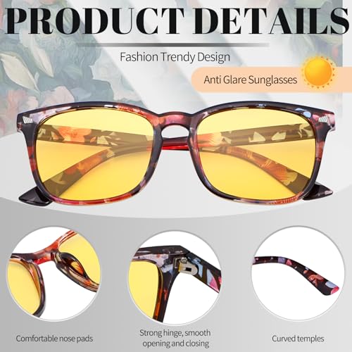 Image of Polarized Sunglasses for Women Men, Night Driving Glasses Anti Glare Yellow Lens UV 400 for Day Night Use