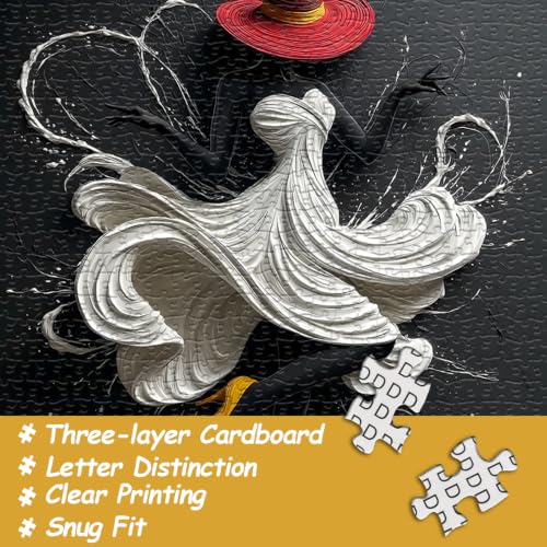 Puzzle Mujer Negra para Adultos 1000 Piezas, Rompecabezas Estético Bailarina | Elegante Rompecabezas Imposible Dama con Sombrero Rojo, Arte de Pared Mujer Negra miniatura 6