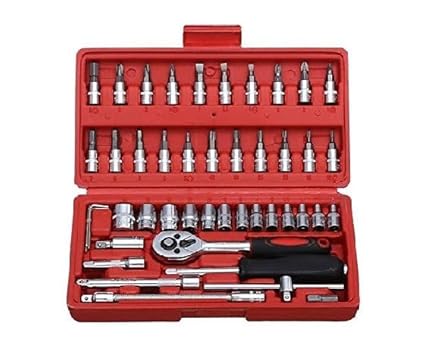 ShopiMoz 46 In 1 Pcs Tool Kit & Hand Tool Kit Screwdriver and Socket Set,Bike Tool Kit Set All Bike, Car Tool Kit Set