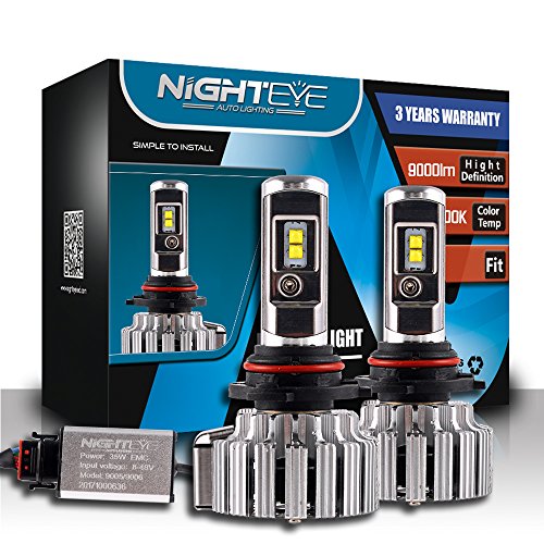 NIGHTEYE 9006/HB4 Car LED Bulbs Replacement, 80W 9000LM 6000K Cool White Automotive LED Bulbs Auto Conversion Driving Lamp FOR CSP LED CHIPS (Pack of 2, 9006/HB4)