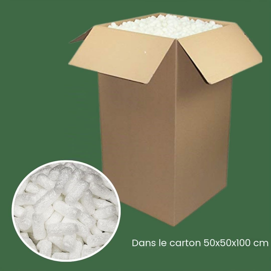 Chips d'emballage BIO blancs - 250 litres - Chips de rembourrage naturellement biodégradables en amidon de maïs - Matériau de remplissage pour un emballage respectueux de l'environnement