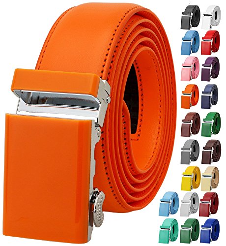 Image of Falari Men Unisex Genuine Leather Ratchet Dress and Casual Belt, Automatic Sliding Buckle, Trim to Fit