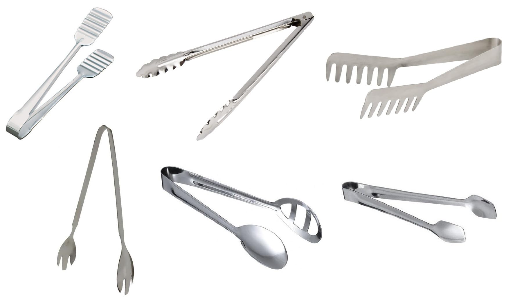 Dynore Stainless Steel 6 Pcs Multipurpose Tongs Set for Kitchen & Serving