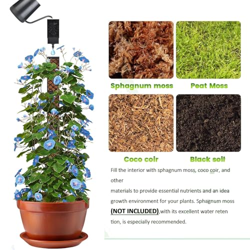 Bâtons de mousse pour tuteur Monstera auto-arrosant avec serre-câbles