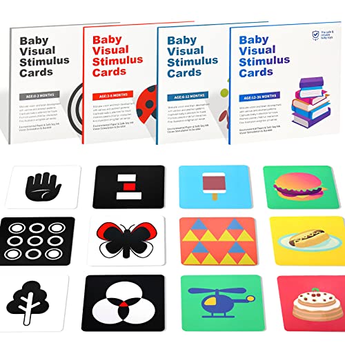 Image of TONZE Flash Cards Newborn Toys, Tummy Time Toys High Contrast Baby Toys 0-6 Months Black White Cards Montessori Toys for Babies 0-6 months Visual Stimulation Cards Brain Development 0-3-6-12-36 Months