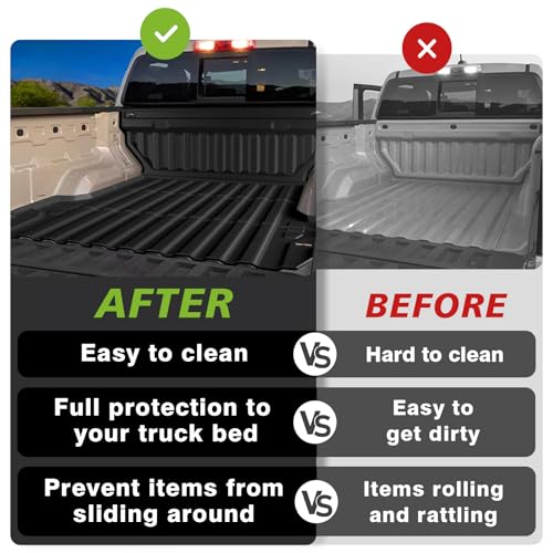 Image of TripleAliners Truck Bed Mat Compatible with Chevy Colorado /GMC Canyon 2023 2024 2025 2026 Perfectly Flush All Weather Protection TPE Heavy Duty 5FT Bed & Cab Wall Cargo Mat (w /Cab Wall Protector)
