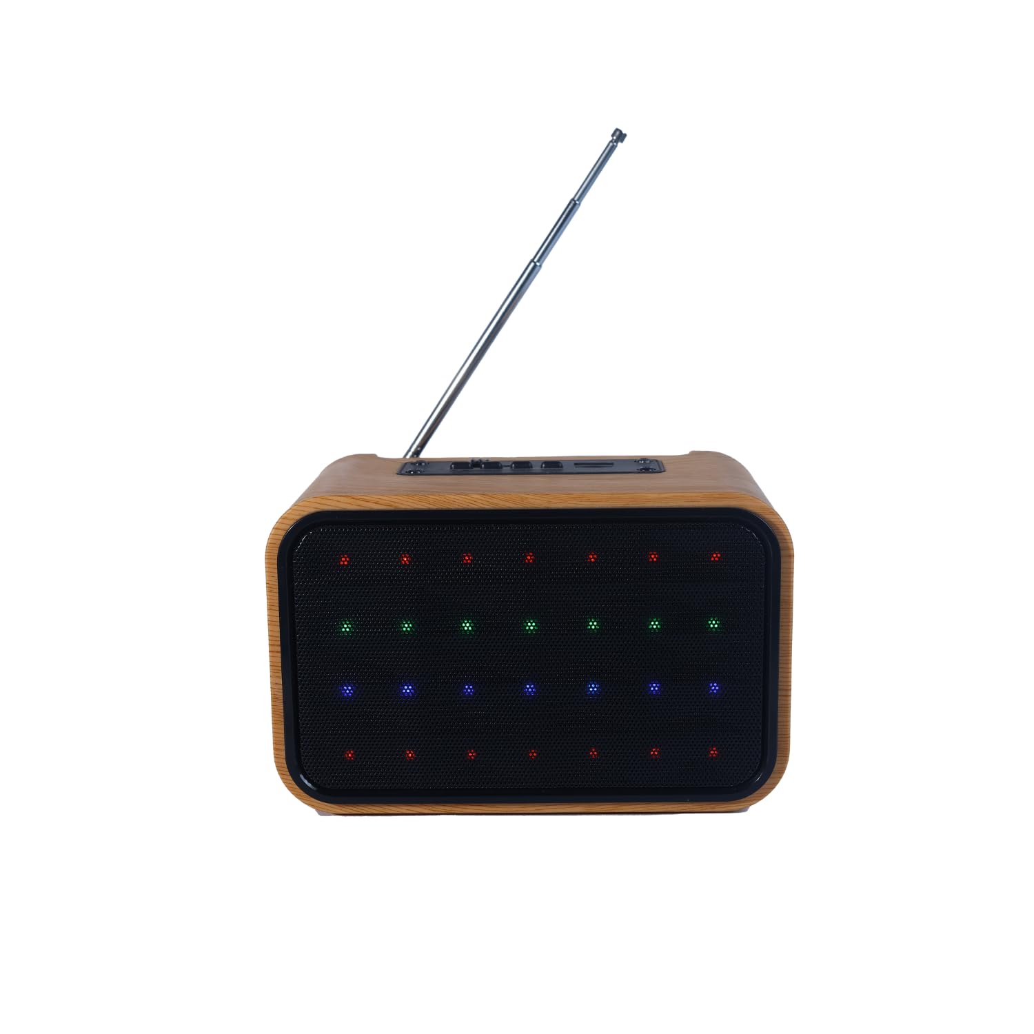 FM & LED Wireless Speaker - Multifunctional Bluetooth, FM Radio, USB, TF, AUX - Portable Audio with Vibrant LED Light - Brown