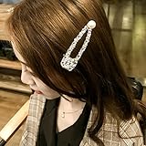 Bobby Pin Grasping Clip Simple Hairpin Female Rhinestone Pearl One Word Clip Full Drill Bangs Clip Side Hair Clip With Drill Edge Clip, 2 White + 2 Color - Image 5