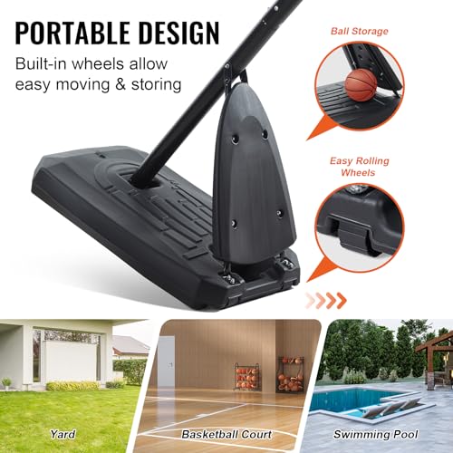 Image of VEVOR Basketball Hoop, Basketball Hoop 44 48 50 54 Inchs PC Backboard, 4.4-10FT Height Adjustable, Basketball Portable Hoop& Goal, Indoor /Outdoor Classic Basketball Court, Teen Adult School Park