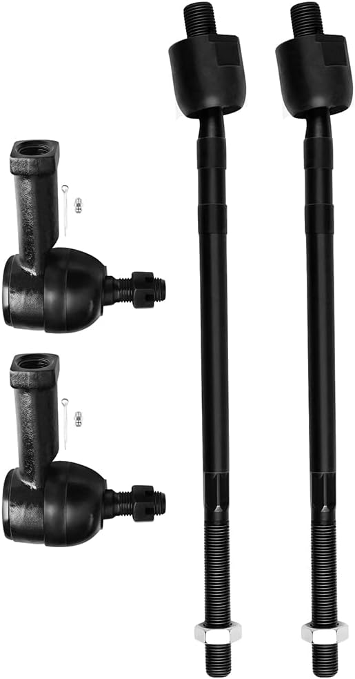 SCITOO 4pcs Front Suspension Kit Inner Tie Rod End Outer Tie Rod End Fit 2001-2006 For Hyundai Santa Fe