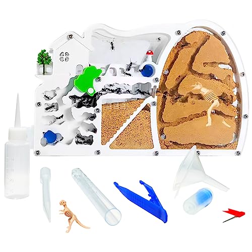 EXBEPE Large Sand Ant Farm Castle,Ant Habitat with Dinosaur Digging to Study Ant Colony Ecosystem Behavior,Science Educational Gift for Kids(Yellow)