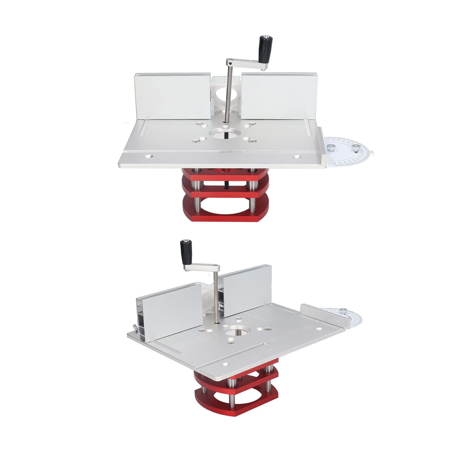 Router Lift Kit, Universeel Type Maximaal 51 Mm Metalen Structuur Houtbewerking Tafelblad Handmatige Bediening voor Sleuven Trimmen Afschuinen (Zilver