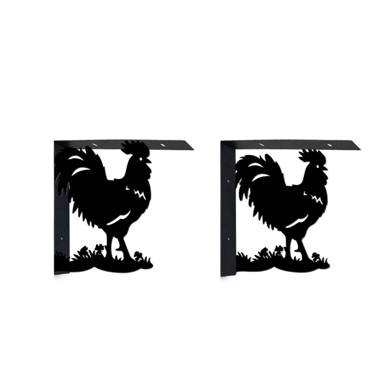 Wall Shelf Brackets Matte Black Wall-Attached Shelf Brackets Heavy Duty for Living Room, Kitchen, Entryway Rooster-image-34