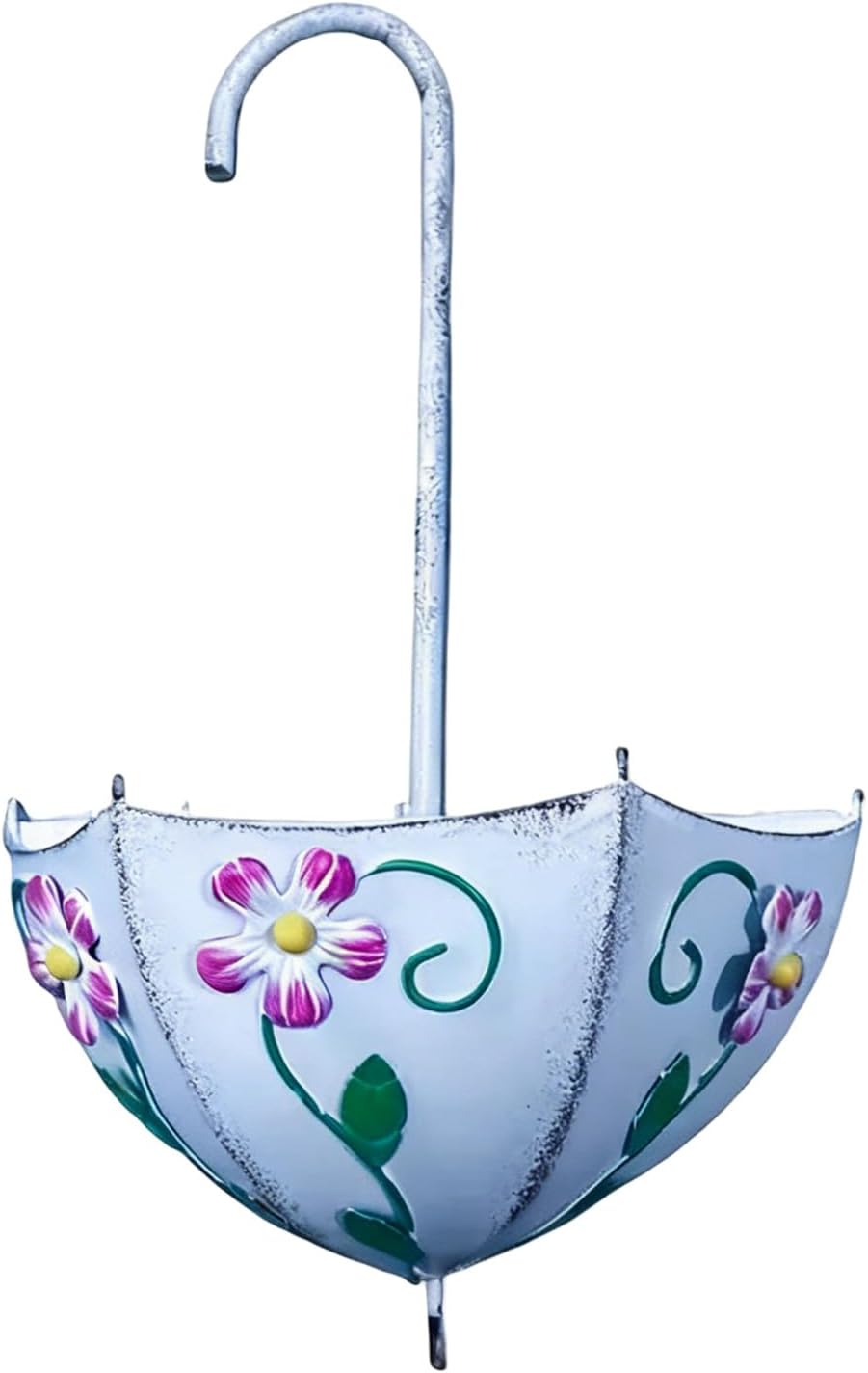 Metal Hanging Planter with Rotatable Detachable Hook, Reverse Umbrella Iron Wire Mesh Flower Basket with Drainage, Wall Mounted Garden Railings Storage Pot, 6.4x10.4in