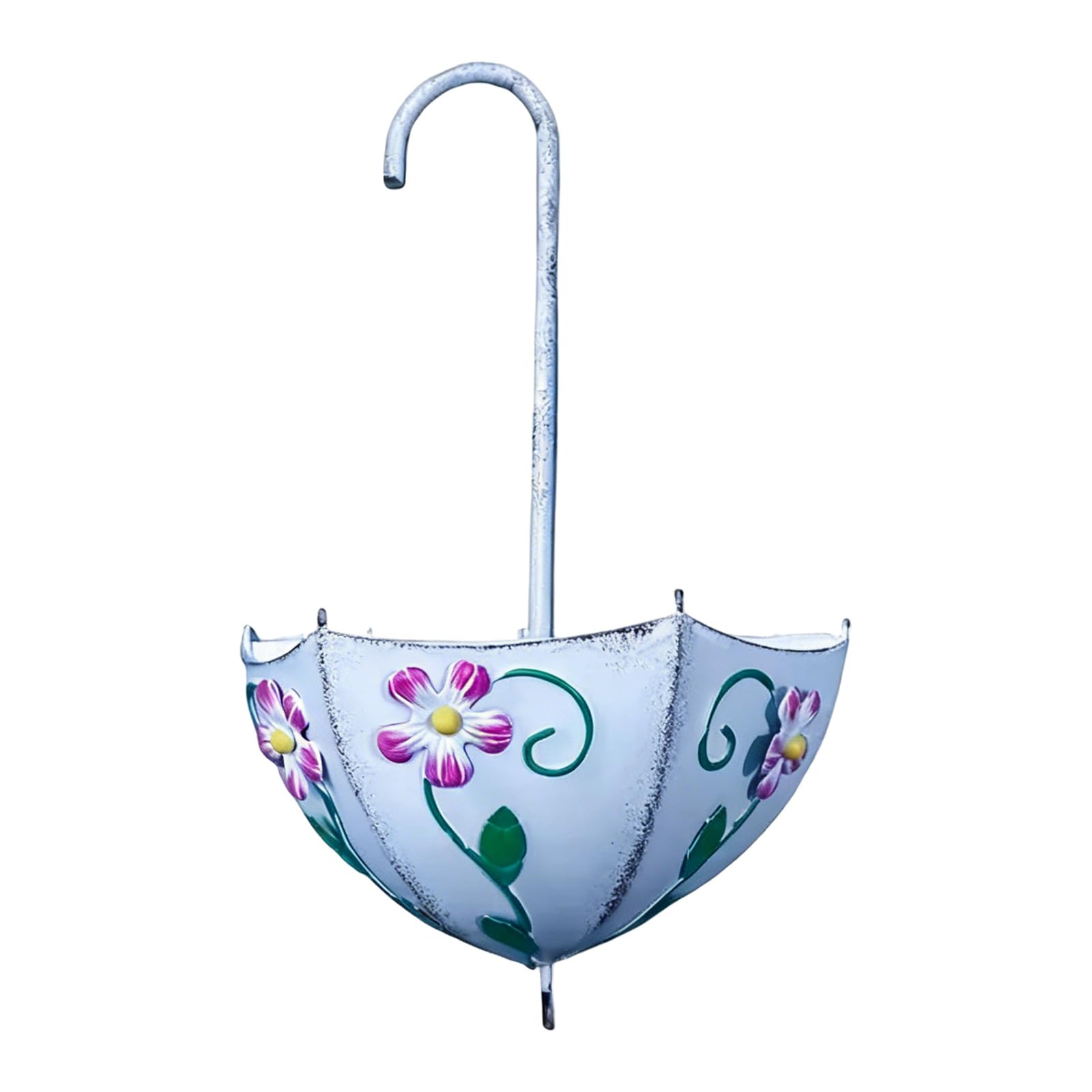 Oxxggkao Rustproof Metal Hanging Flower Basket Container with Umbrella Shape Drainage Hole Wall Planter