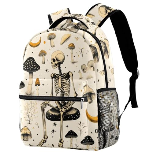 Sac à dos léger pour fille et garçon motif crâne champignon multicolore 40cm