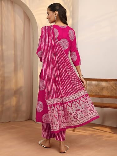 Image of Libas Printed Cotton Blend Straight Kurta Set for Women | daily wear suit