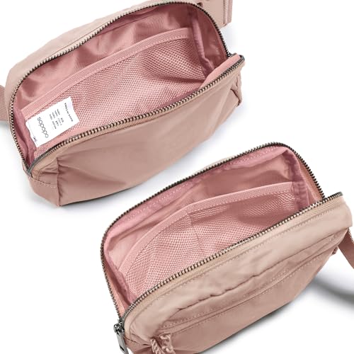 Image of ODODOS Unisex Mini Belt Bag with Adjustable Strap Small Fanny Pack for Workout Running Traveling Hiking, Misty Rose
