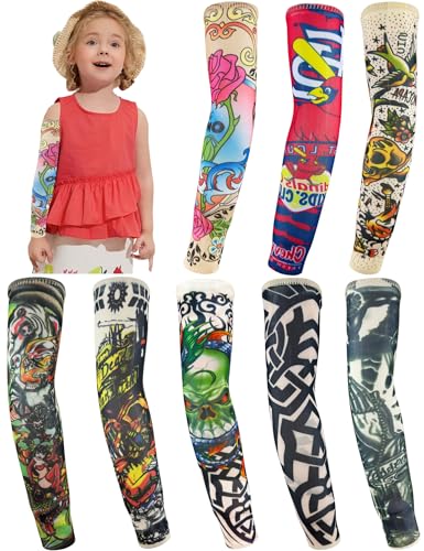 iToolai Kids Temporary Tattoo Sleeves for Girls Boys Fake Tattoo Sleeves Gril UV Protection(8pcs Set 3)