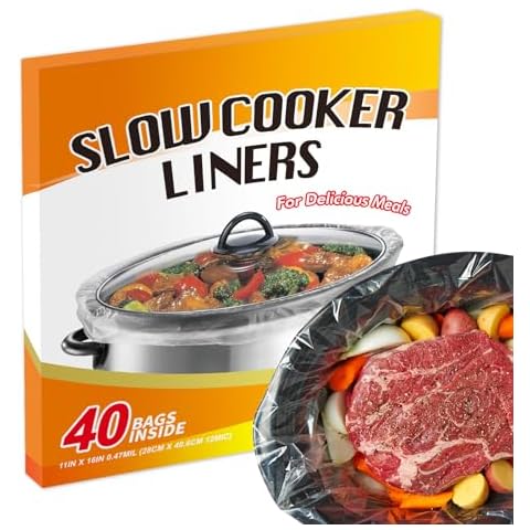 ECOOPTS Slow Cooker Liners Disposable Cooking Bags Small Size Pot Liners Fit 1QT to 3QT Suitable for Oval & Round Pot- 40 Bags Cover