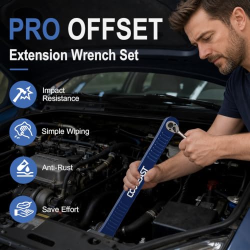 Image of Pro Offset Extension Wrench 5 PCS,Impact Wrench Extender Tool Socket Set | Square Adapters ,Ratchet Drive,1 /4 inch Socket,0 Swing,for Tight Spaces Fasteners