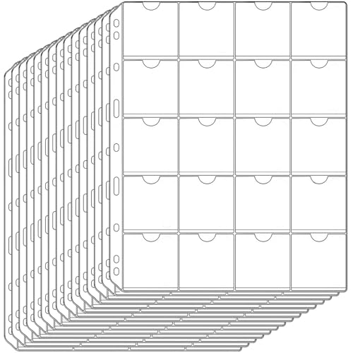 15 Sheets 300 Pockets Coin Pocket Pages for 2