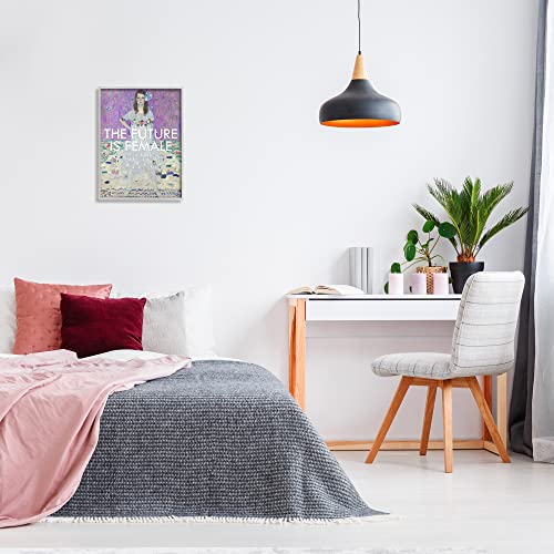 Stupell Industries The Future is Female Vintage Girl Powerful Stance Grey Framed Wall Art, 16 x 20, Off- White2