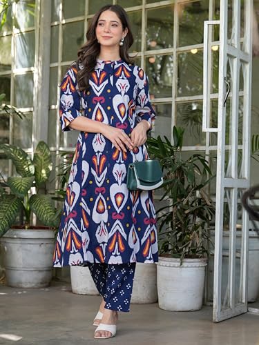Image of rytras Women's Cotton A-Line Kurta Set with Palazzo Pants