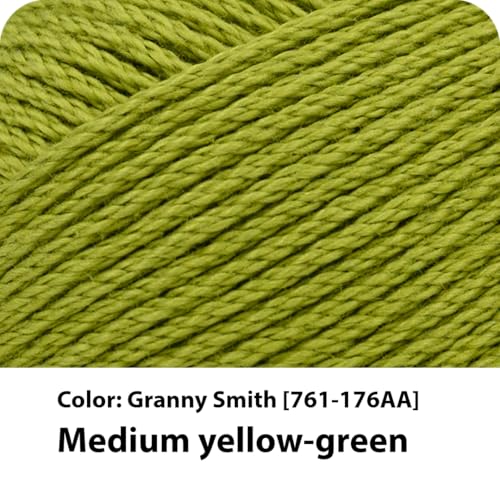 Image of Lion Brand Yarn, 24 /7 Cotton Yarn, Granny Smith, Green, 1 Pack | Light Worsted 100% Mercerized Cotton Yarn for Crochet, Knitting, Craft, 185 Yards of Natural Fiber for Tees, Bags, Dishcloths