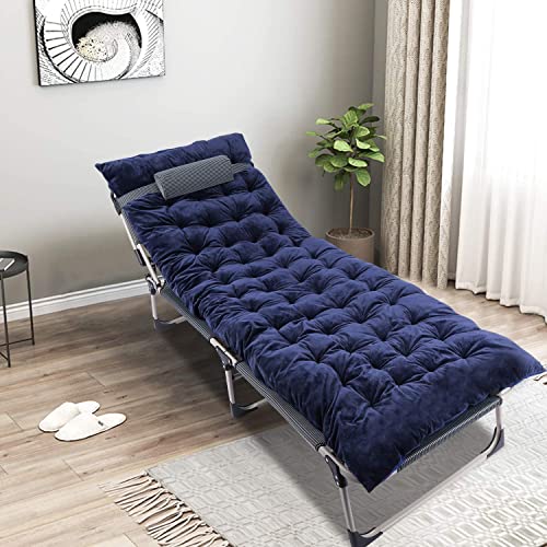 Redcamp Folding Camping Cot With Thick Cot Pads, Adjustable 4-Position Reclining Folding Chaise Lounge Chair With Pillow For Camping Outdoor Beach Pool, Grey 75''×25'' #TOP13