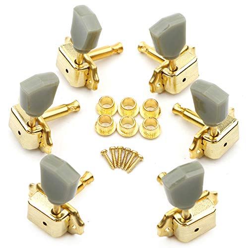 Swhmc 6pcs Set Guitar Parts Tuning Pegs 3L 3R Heavy Duty Guitar Tuning Keys Pegs Machine Heads Closed Gear