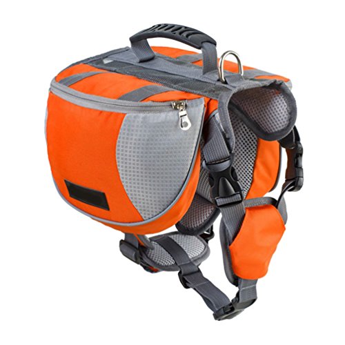 Yiiquanan Sillín Mochila de Perros Arnés del Perro de Transpirable Alforja para Excursionismo, Cámping, Entrenamiento (Naranja#1, Asia S)