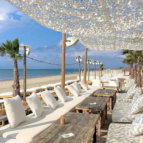 Filet de Camouflage Blanc - Filet d’Ombrage Extérieur Résistant - Haut de Gamme - Protection Solaire & Voile d'Ombrage Anti-UV - Différentes Tailles,...