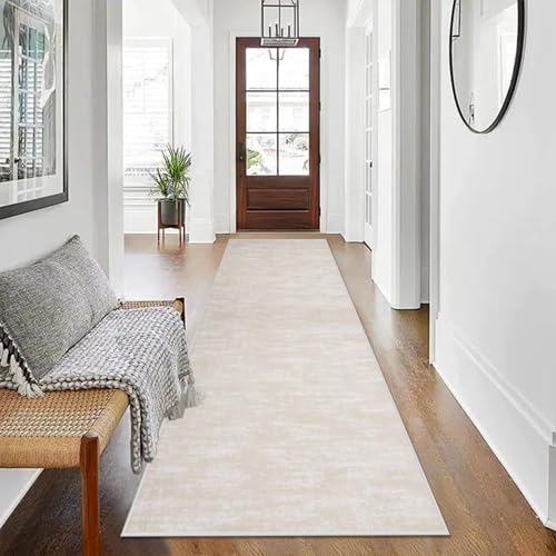 Taxestmy Alfombra de Pasillo, Alfombra de Cocina Antideslizante, Alfombra de Pasillo Lavable, Adecuada para pasillos, dormitorios, lavaderos, cocinas y entradas 60 x 180 cm Beige