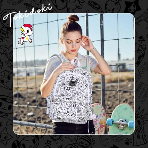 Tokidoki Canvas Backpack for Women,Business Sturdy Fits 15.6 Inch Notebook Bookbag Computer Bag Laptop Backpack for Dailyuse Casual Daypack Fashion Anime Bags (White)3