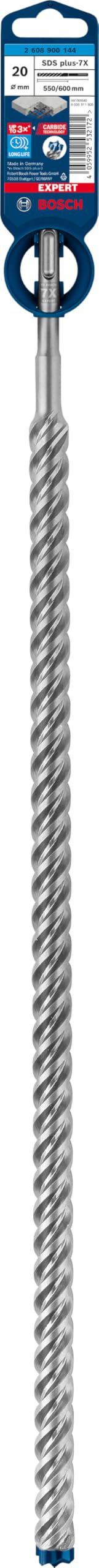 Bosch Professional 1x Broca para martillo Expert SDS plus-7X (para Hormigón armado, Ø 20.00 x 600 mm, accesorios Martillo perforador rotativo)