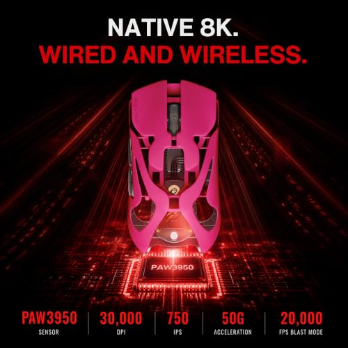 Image of Angry miao AM Infinity Mouse .97 Wireless Gaming Mouse 47g Ultra-Light PAW3950 Sensor, 8K Dual Polling Rate 30,000 DPI, Claw & Fingertip Grip Optimized, 1.2s Hot-Swap Fast Charge, Tri-Mode Mouse Pink
